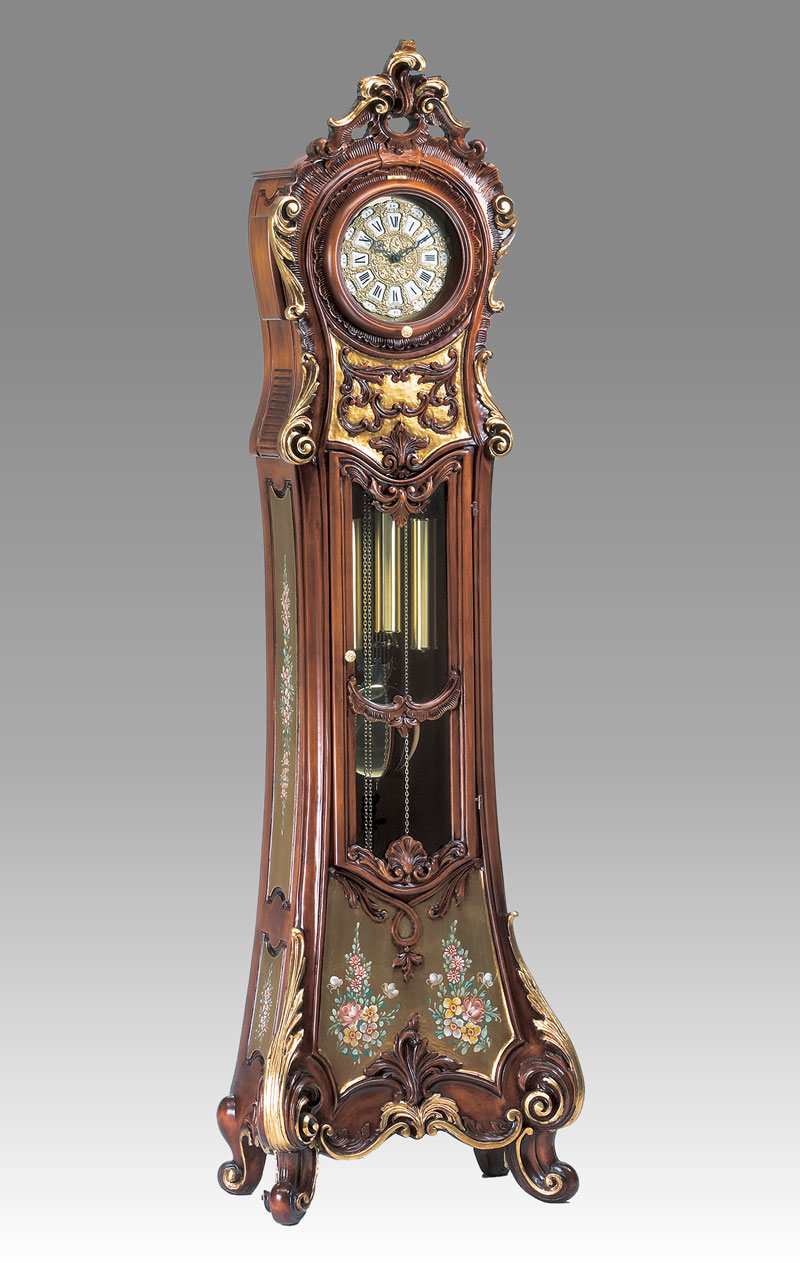 Grandfather clock Art.530/1G walnut with gold without Angel